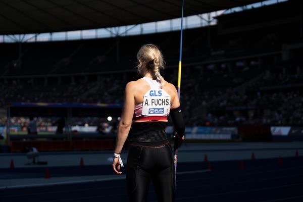 Annika Marie Fuchs (SC Potsdam) im Speerwurf waehrend der deutschen Leichtathletik-Meisterschaften im Olympiastadion am 26.06.2022 in Berlin